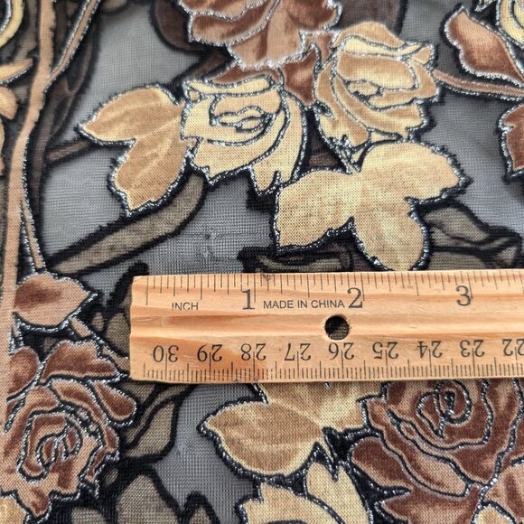 UNBRANDED Kimono Women's OS Floral Brown Black Metallic Sheer‎ Buttons Fringe - Picture 16 of 16